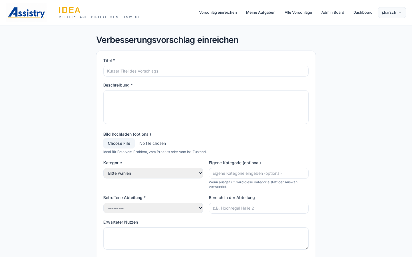IDEA digitale Vorschlagsbox zum Erfassen von Ideen