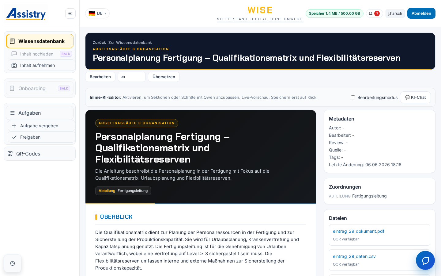 WISE Bildbearbeitung und mehrsprachige Anzeige